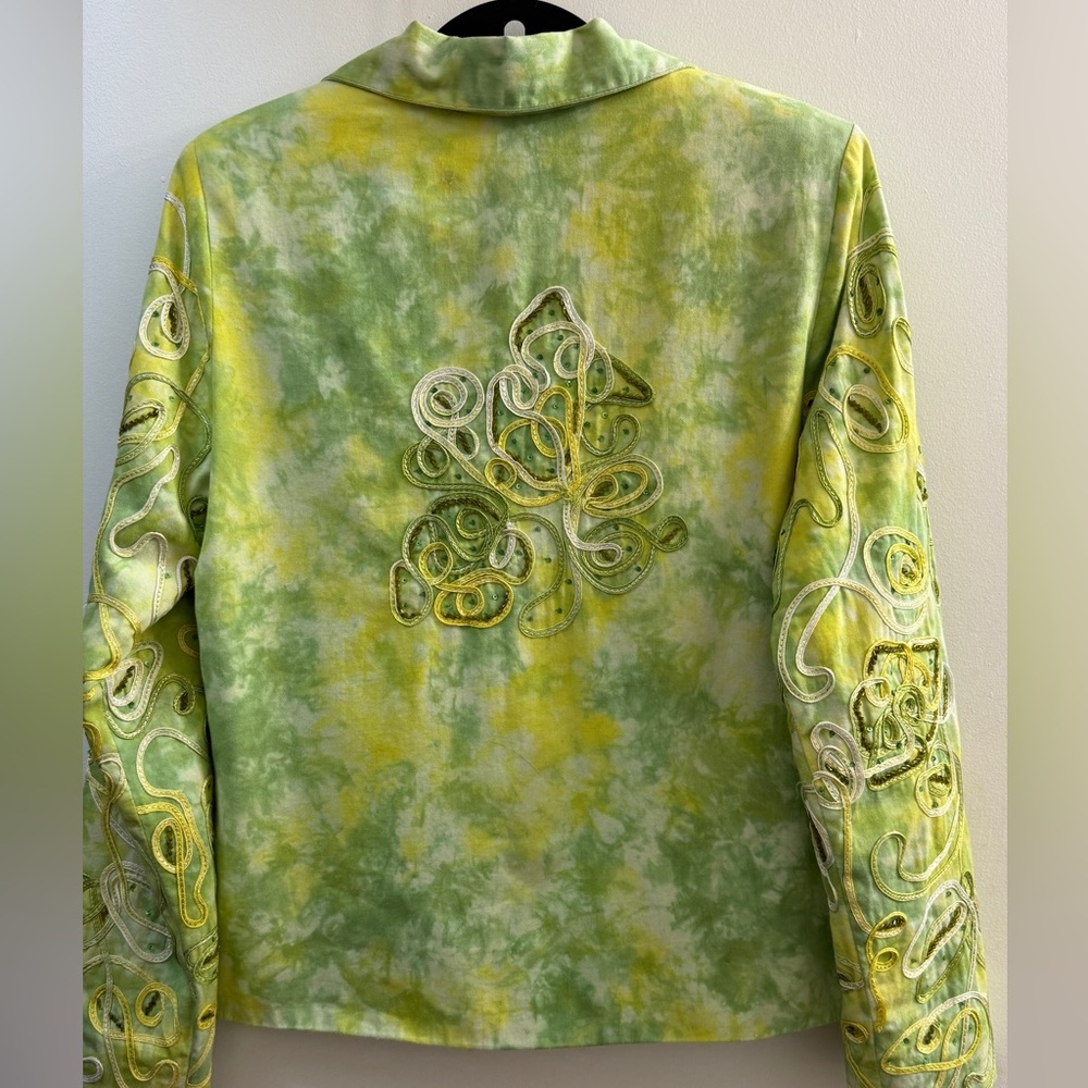ANAGE Vintage Art To Wear Tie Dye Beaded Jacket S - Picture 10 of 12